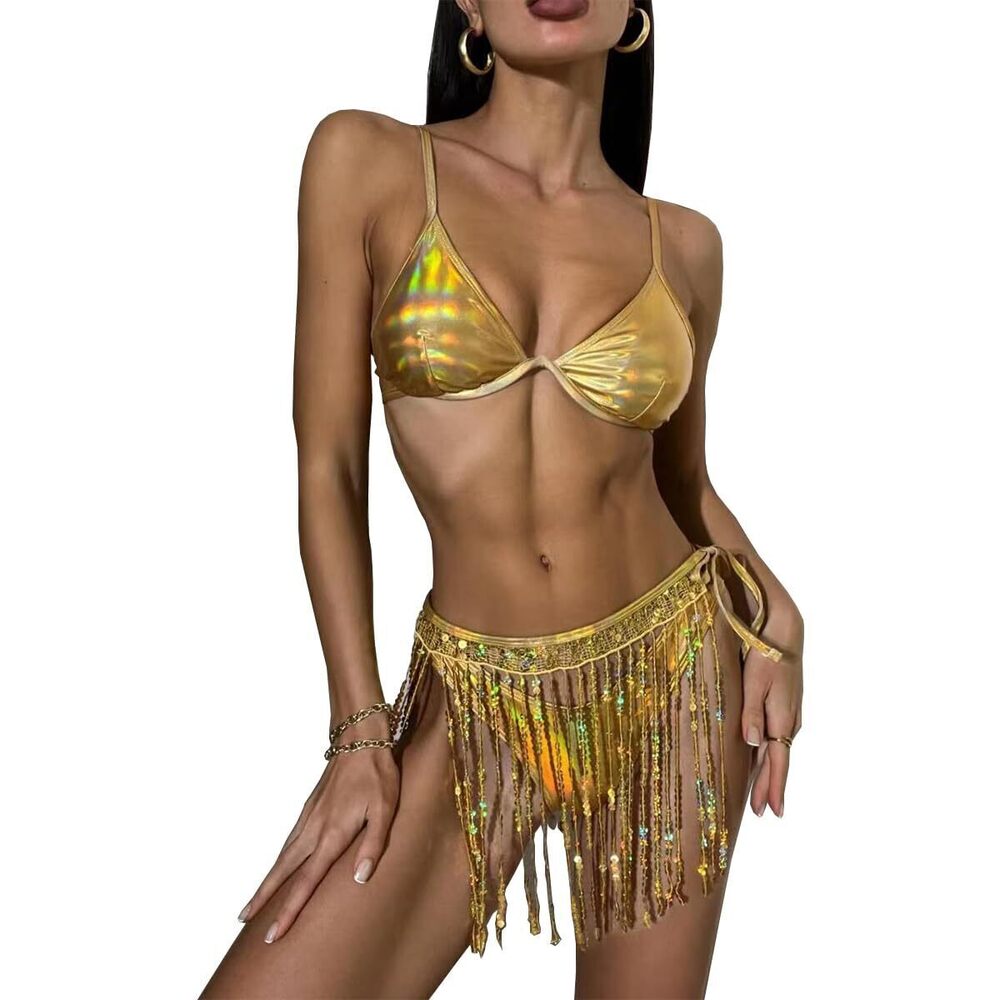 4934 Rave Outfits Sequin Fringe Skirt Rave Outfits Tassel Mirrorball Outfit